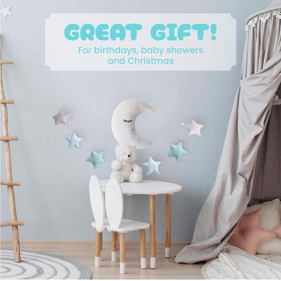 Perfectto Design Kid’s Moon Decorative Pillow, Stars Garland NEW - Picture 3 of 4